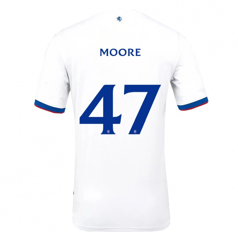 Danxen Niño Camiseta Mikey Moore #47 Blanco Rojo Azul 2ª Equipación 2025/26 La Camisa México
