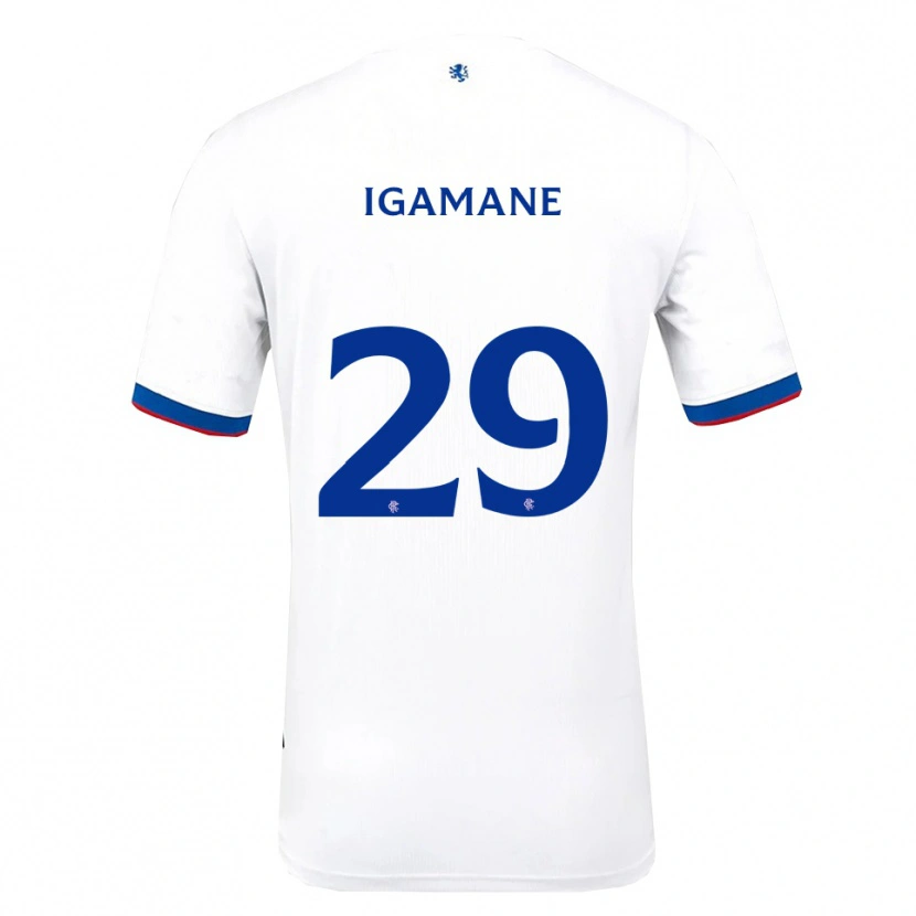 Danxen Niño Camiseta Hamza Igamane #29 Blanco Rojo Azul 2ª Equipación 2025/26 La Camisa México