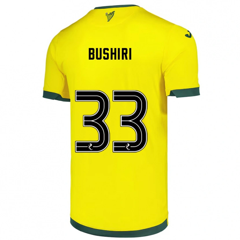 Danxen Niño Camiseta Rocky Bushiri #33 Amarillo Verde 2ª Equipación 2025/26 La Camisa México