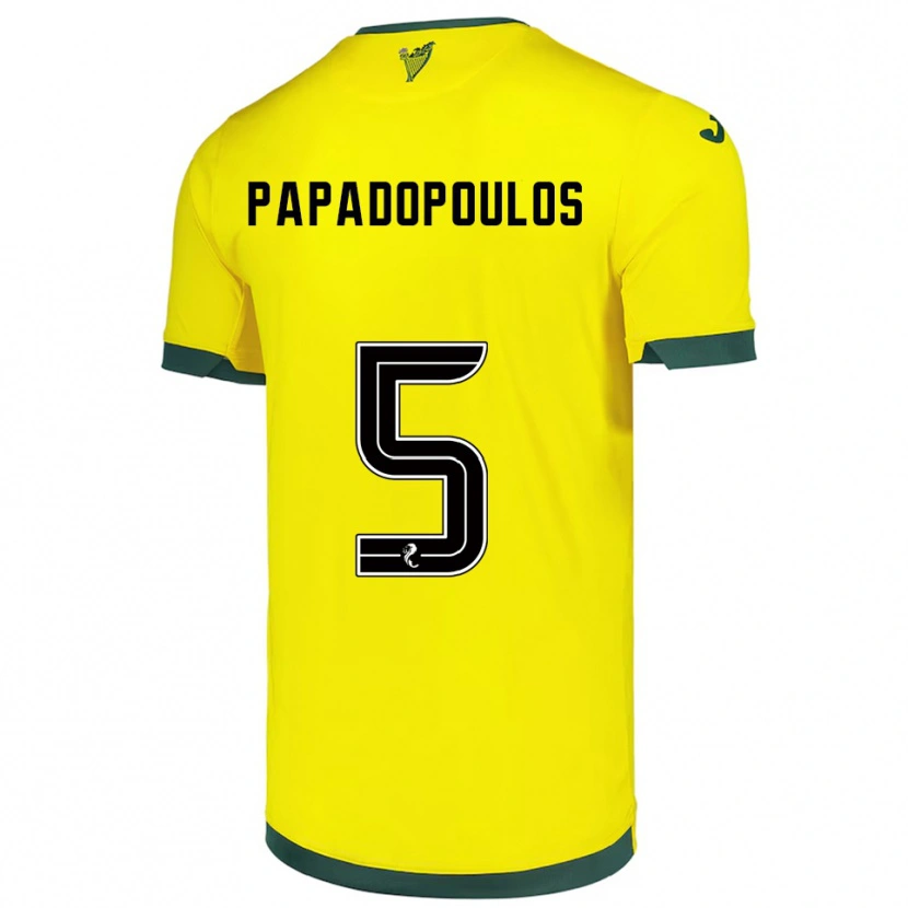 Danxen Niño Camiseta Stacey Papadopoulos #5 Amarillo Verde 2ª Equipación 2025/26 La Camisa México