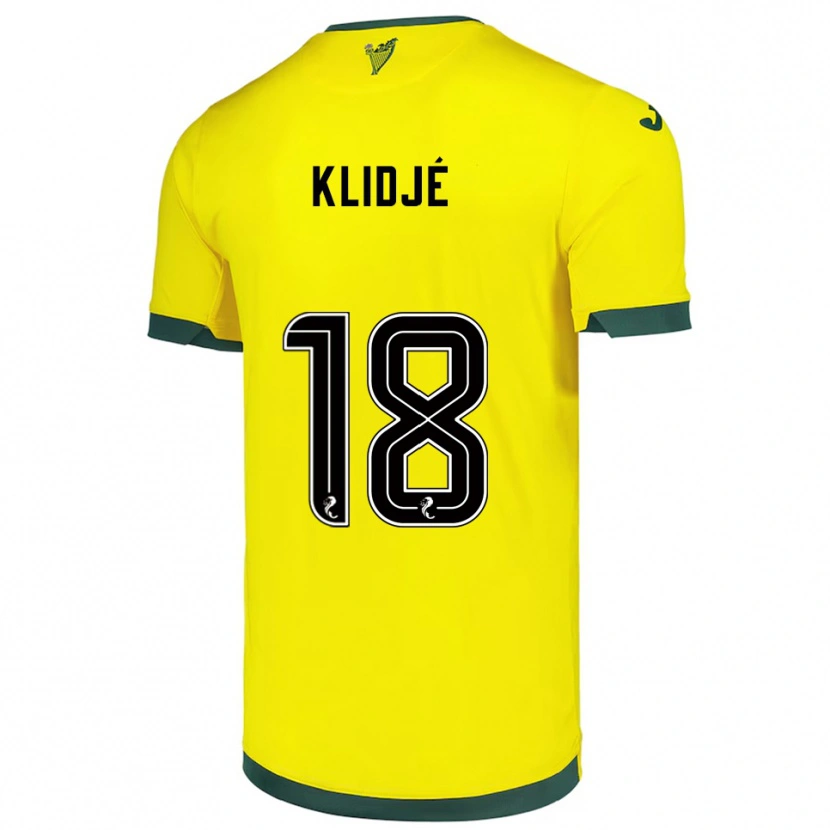 Danxen Niño Camiseta Thibault Klidjé #18 Amarillo Verde 2ª Equipación 2025/26 La Camisa México