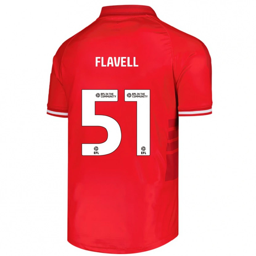 Danxen Hombre Camiseta Kieren Flavell #51 Rojo Blanco 1ª Equipación 2025/26 La Camisa México