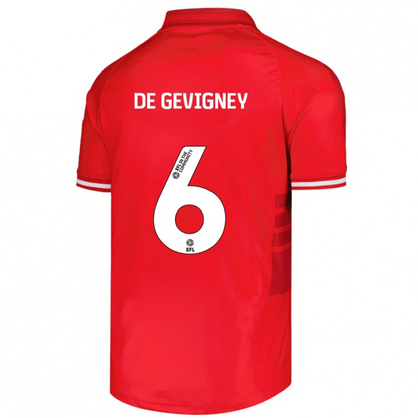 Danxen Hombre Camiseta Maël De Gevigney #6 Rojo Blanco 1ª Equipación 2025/26 La Camisa México