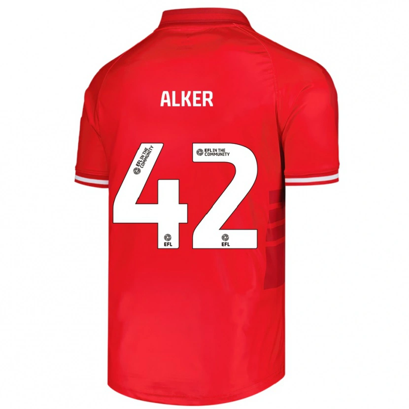 Danxen Hombre Camiseta Luke Alker #42 Rojo Blanco 1ª Equipación 2025/26 La Camisa México