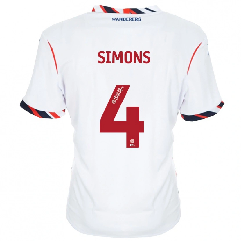Danxen Hombre Camiseta Xavier Simons #4 Blanco Rojo 1ª Equipación 2025/26 La Camisa México