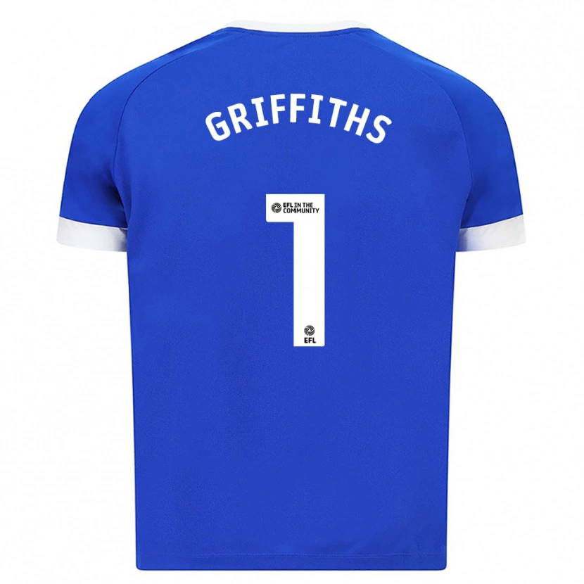Danxen Hombre Camiseta Ewan Griffiths #1 Azul Blanco 1ª Equipación 2025/26 La Camisa México