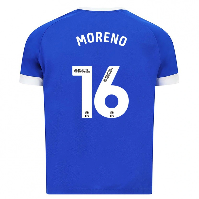Danxen Hombre Camiseta Paul Moreno #16 Azul Blanco 1ª Equipación 2025/26 La Camisa México