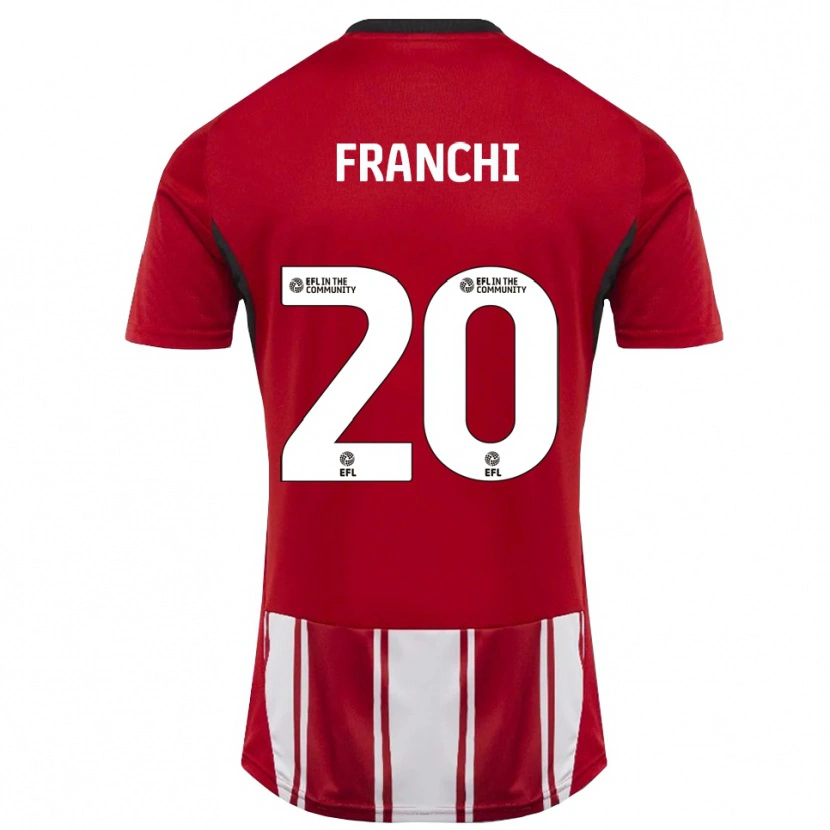 Danxen Hombre Camiseta Matilda Franchi #20 Rojo Blanco Negro 1ª Equipación 2025/26 La Camisa México