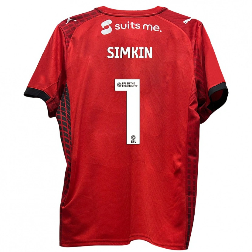 Danxen Hombre Camiseta Tommy Simkin #1 Rojo Negro 1ª Equipación 2025/26 La Camisa México