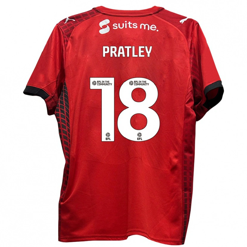 Danxen Hombre Camiseta Darren Pratley #18 Rojo Negro 1ª Equipación 2025/26 La Camisa México