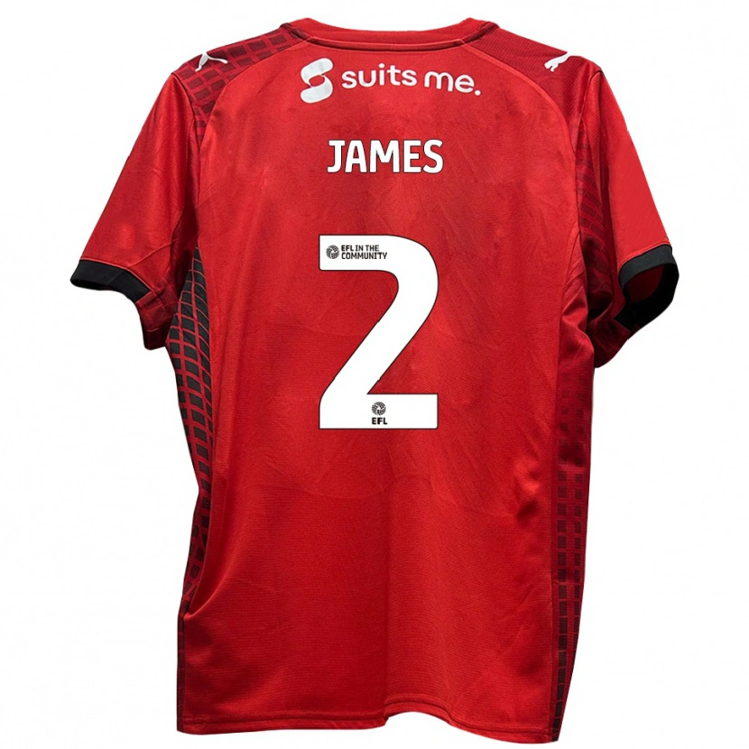 Danxen Hombre Camiseta Tom James #2 Rojo Negro 1ª Equipación 2025/26 La Camisa México