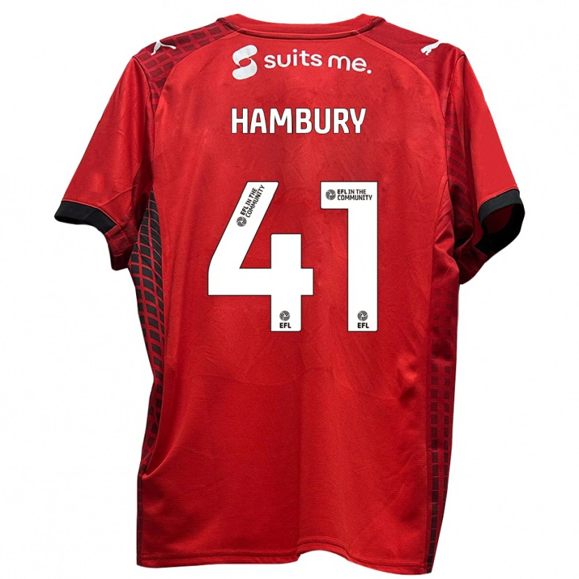 Danxen Hombre Camiseta Zack Hambury #41 Rojo Negro 1ª Equipación 2025/26 La Camisa México