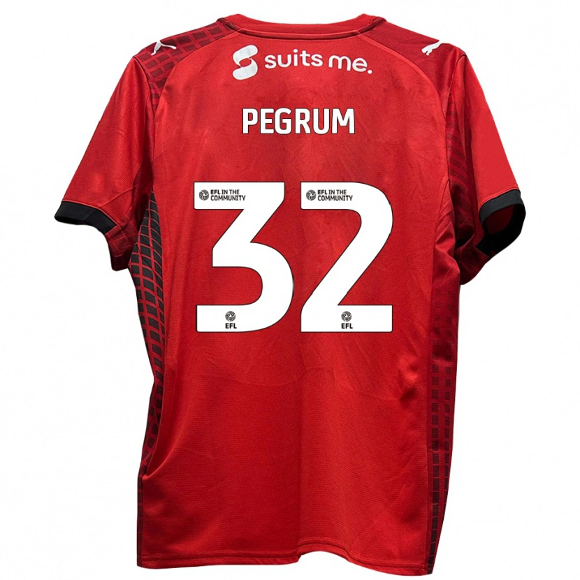 Danxen Hombre Camiseta Charlie Pegrum #32 Rojo Negro 1ª Equipación 2025/26 La Camisa México