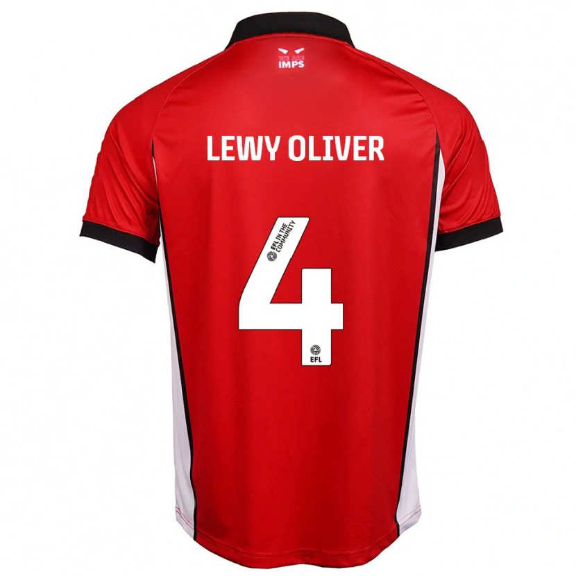 Danxen Hombre Camiseta Lewy Oliver #4 Rojo Blanco 1ª Equipación 2025/26 La Camisa México