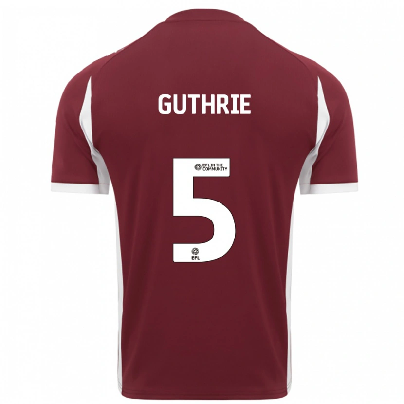 Danxen Hombre Camiseta Jon Guthrie #5 Borgoña Blanco 1ª Equipación 2025/26 La Camisa México