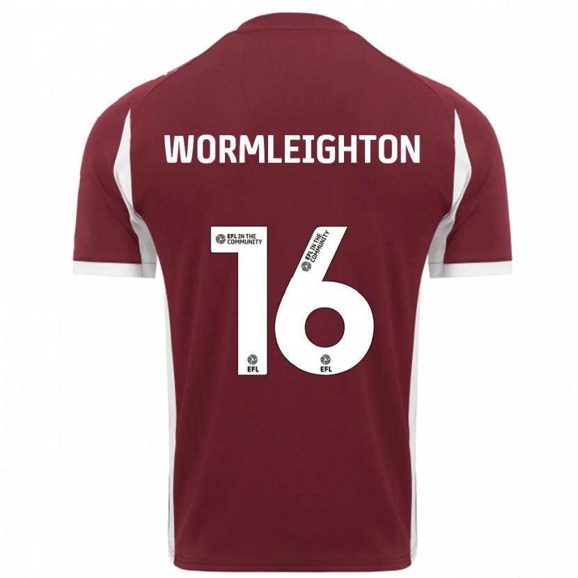 Danxen Hombre Camiseta Joe Wormleighton #16 Borgoña Blanco 1ª Equipación 2025/26 La Camisa México