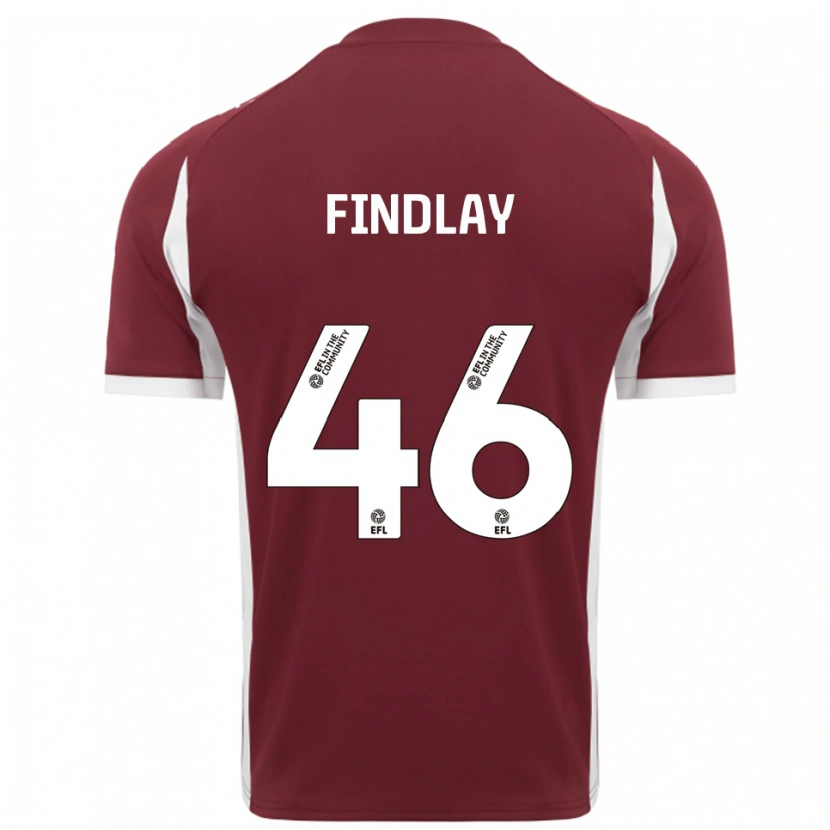 Danxen Hombre Camiseta Freddie Findlay #46 Borgoña Blanco 1ª Equipación 2025/26 La Camisa México