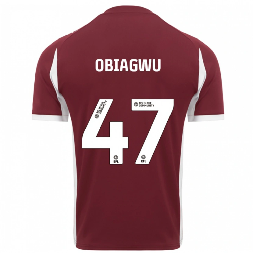 Danxen Hombre Camiseta Fran Obiagwu #47 Borgoña Blanco 1ª Equipación 2025/26 La Camisa México