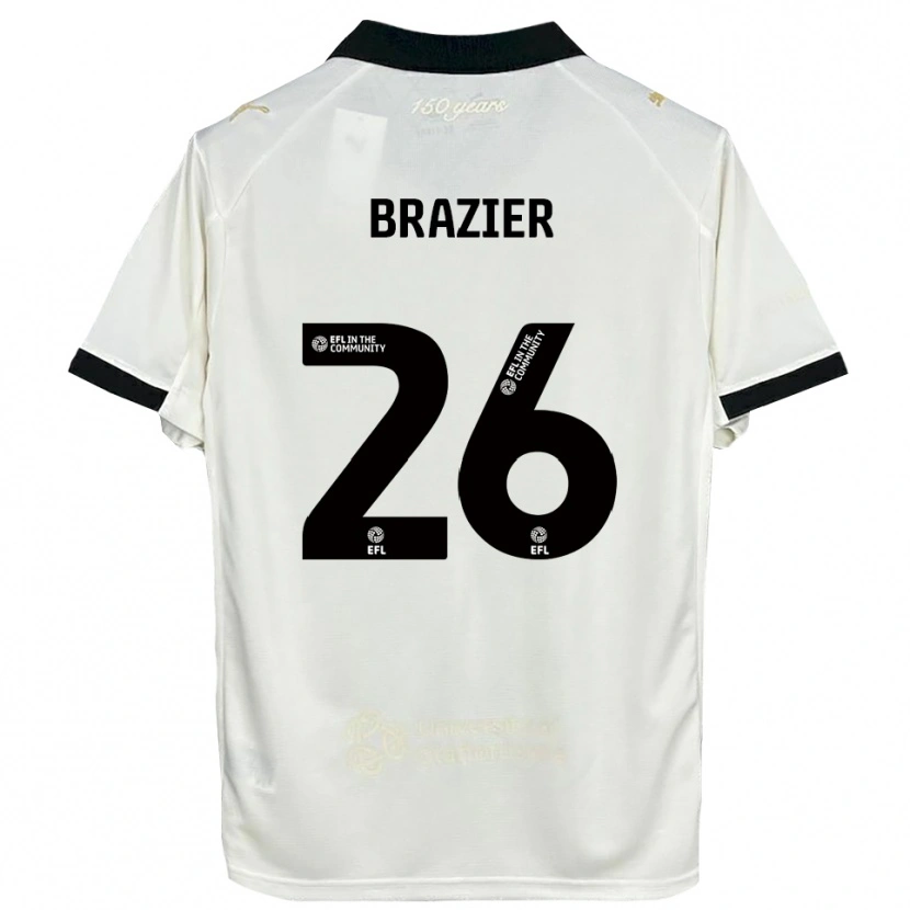 Danxen Hombre Camiseta Liam Brazier #26 Blanco Hueso Negro 1ª Equipación 2025/26 La Camisa México