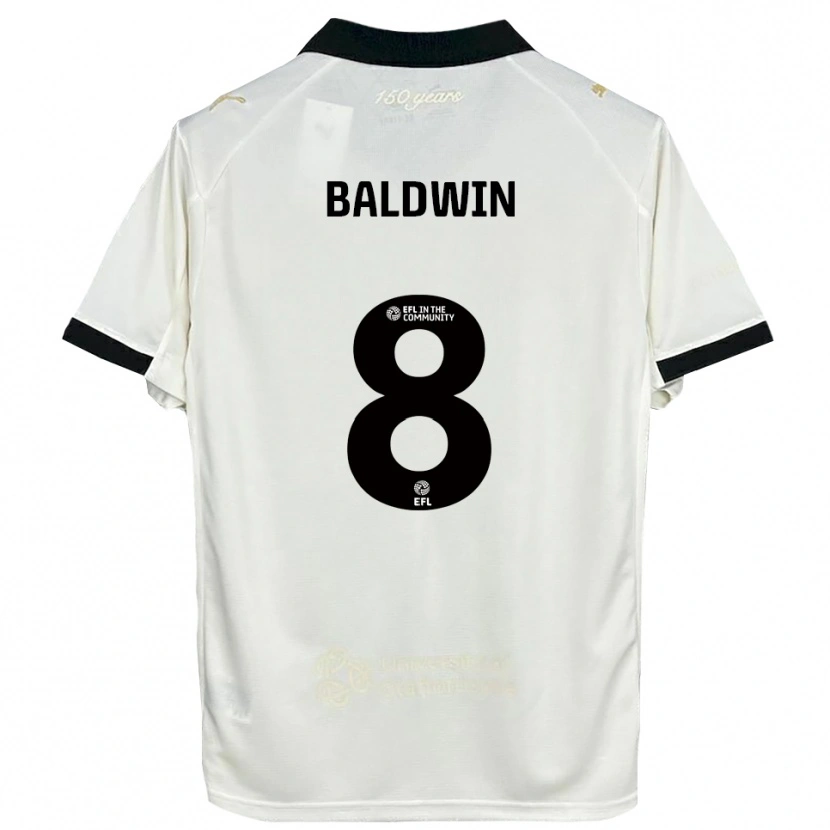 Danxen Hombre Camiseta Meg Baldwin #8 Blanco Hueso Negro 1ª Equipación 2025/26 La Camisa México