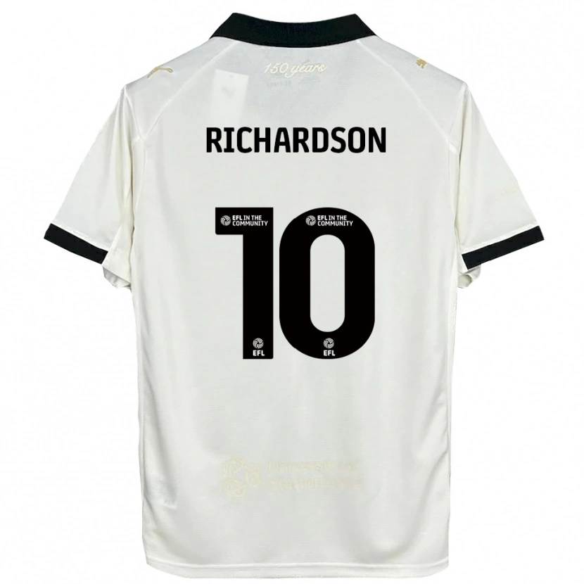 Danxen Hombre Camiseta Kelsey Richardson #10 Blanco Hueso Negro 1ª Equipación 2025/26 La Camisa México