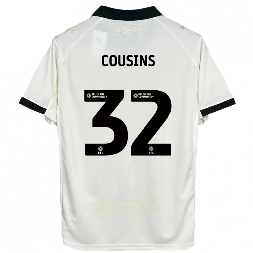 Danxen Hombre Camiseta Logan Cousins #32 Blanco Hueso Negro 1ª Equipación 2025/26 La Camisa México