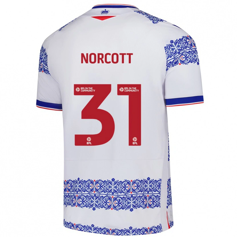 Danxen Hombre Camiseta Tom Norcott #31 Blanco Azul 1ª Equipación 2025/26 La Camisa México