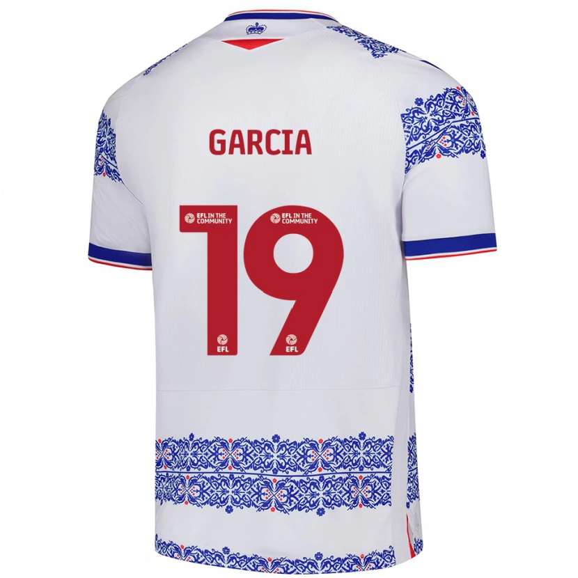 Danxen Hombre Camiseta Andre Garcia #19 Blanco Azul 1ª Equipación 2025/26 La Camisa México