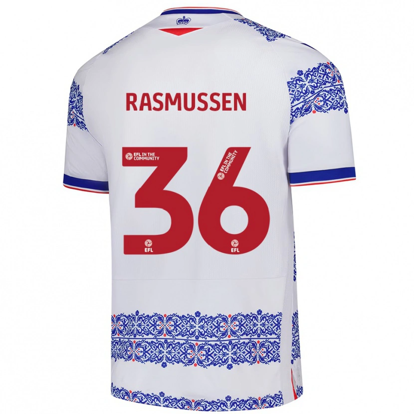 Danxen Hombre Camiseta Tash Rasmussen #36 Blanco Azul 1ª Equipación 2025/26 La Camisa México