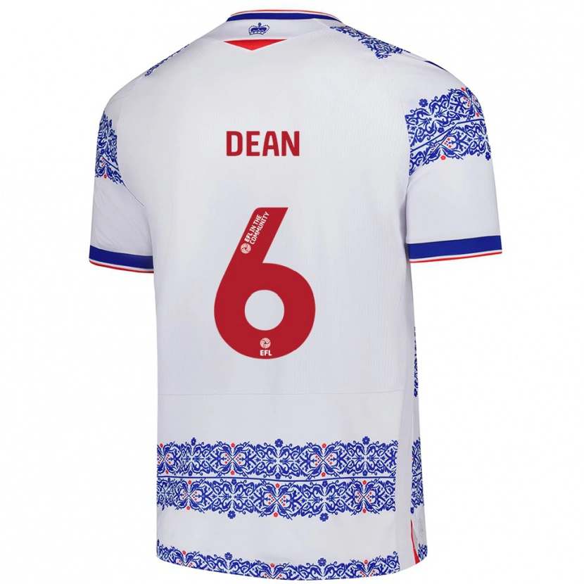 Danxen Hombre Camiseta Harlee Dean #6 Blanco Azul 1ª Equipación 2025/26 La Camisa México