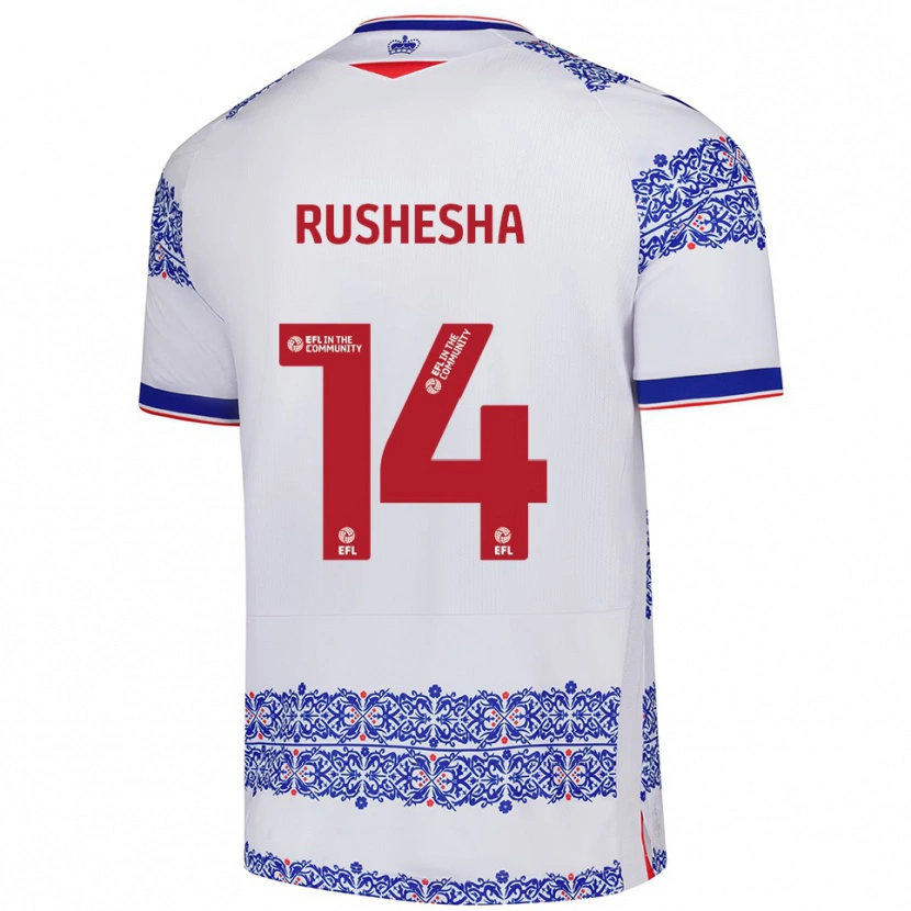 Danxen Hombre Camiseta Tivonge Rushesha #14 Blanco Azul 1ª Equipación 2025/26 La Camisa México