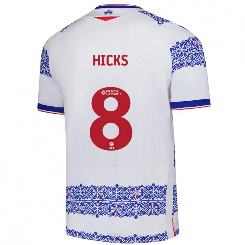 Danxen Hombre Camiseta David Hicks #8 Blanco Azul 1ª Equipación 2025/26 La Camisa México