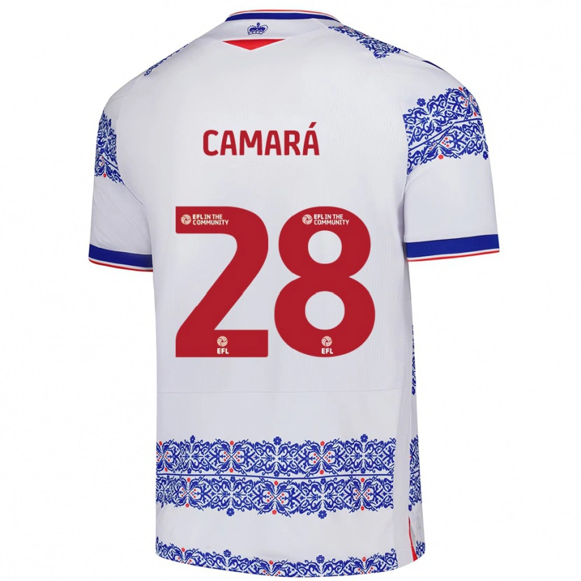 Danxen Hombre Camiseta Mamadi Camará #28 Blanco Azul 1ª Equipación 2025/26 La Camisa México