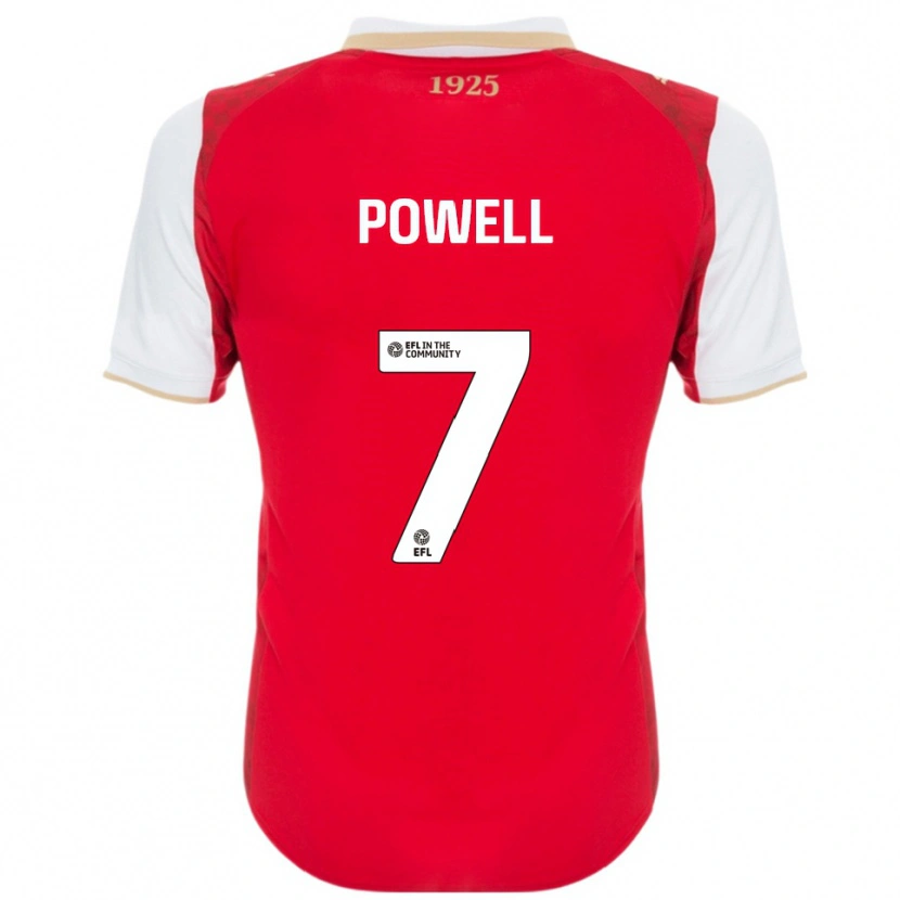 Danxen Hombre Camiseta Joe Powell #7 Rojo Blanco 1ª Equipación 2025/26 La Camisa México