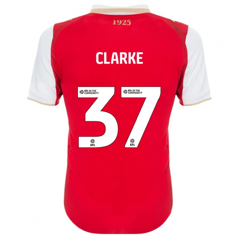 Danxen Hombre Camiseta James Clarke #37 Rojo Blanco 1ª Equipación 2025/26 La Camisa México