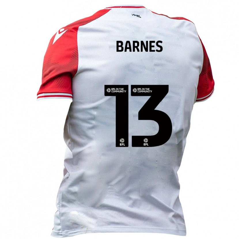 Danxen Hombre Camiseta Callum Barnes #13 Blanco Rojo 1ª Equipación 2025/26 La Camisa México