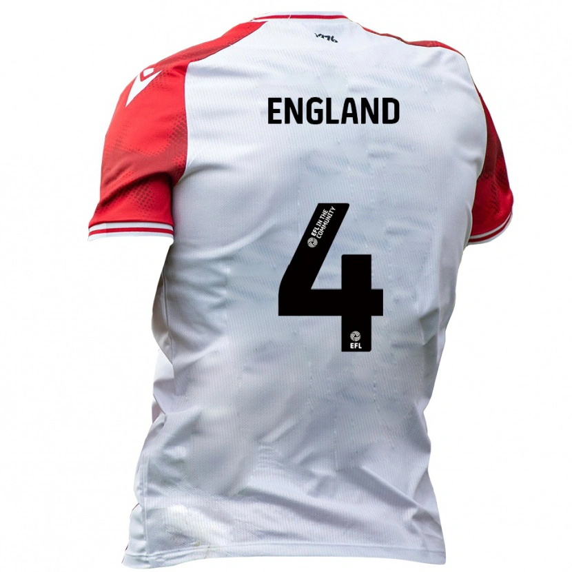 Danxen Hombre Camiseta Riley England #4 Blanco Rojo 1ª Equipación 2025/26 La Camisa México