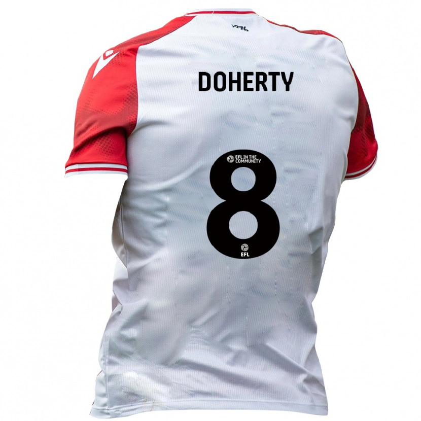 Danxen Hombre Camiseta Ryan Doherty #8 Blanco Rojo 1ª Equipación 2025/26 La Camisa México