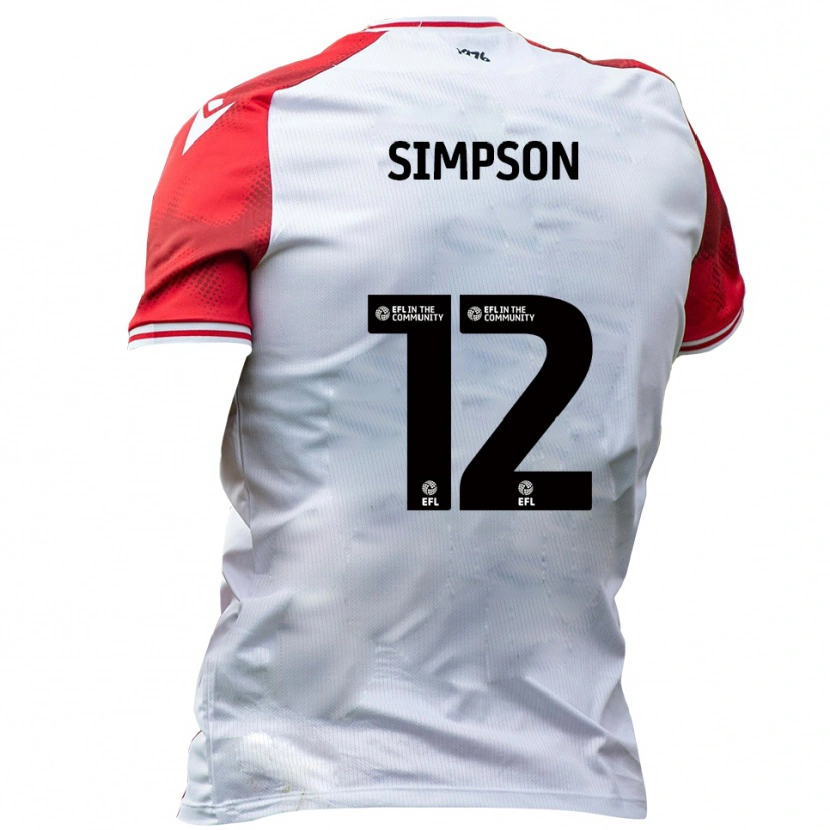 Danxen Hombre Camiseta Tyreece Simpson #12 Blanco Rojo 1ª Equipación 2025/26 La Camisa México