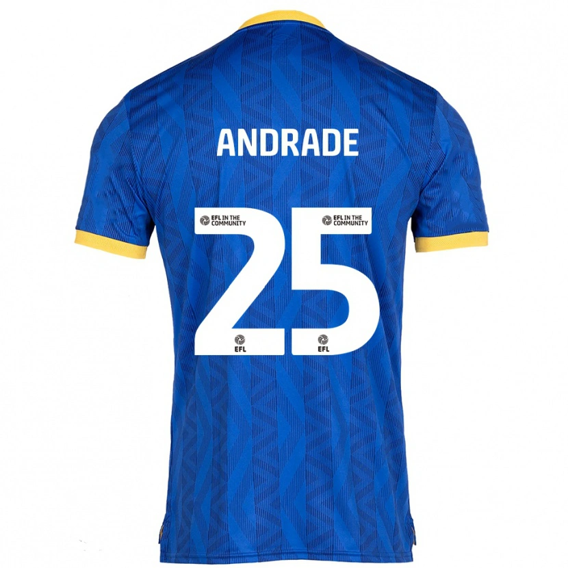 Danxen Hombre Camiseta Maria Andrade #25 Azul Marino Amarillo 1ª Equipación 2025/26 La Camisa México