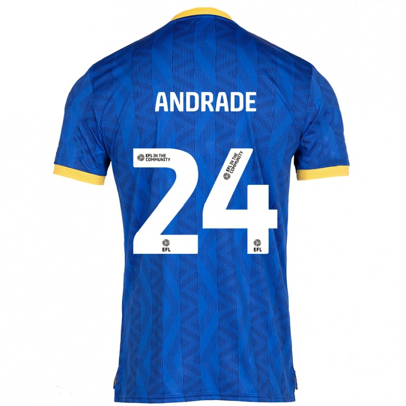 Danxen Hombre Camiseta Eduarda Andrade #24 Azul Marino Amarillo 1ª Equipación 2025/26 La Camisa México