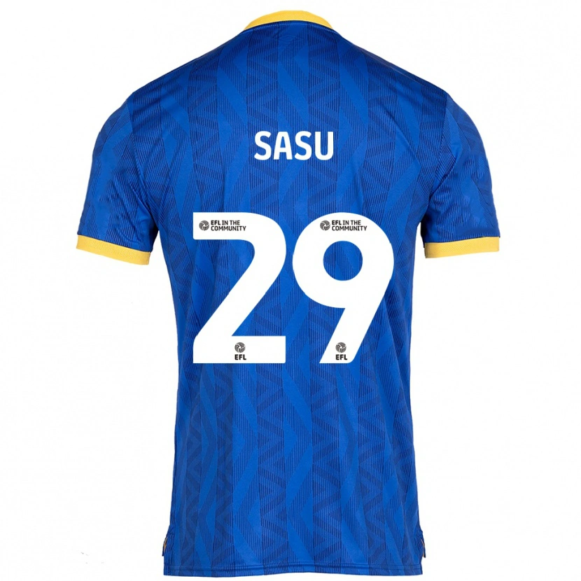 Danxen Hombre Camiseta Aron Sasu #29 Azul Marino Amarillo 1ª Equipación 2025/26 La Camisa México
