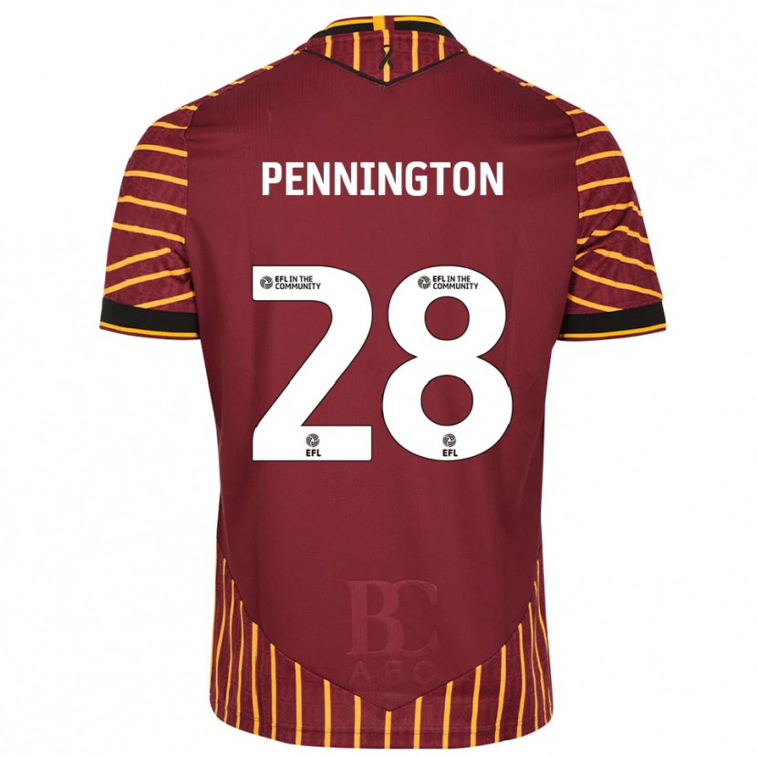 Danxen Hombre Camiseta Matthew Pennington #28 Naranja Borgoña 1ª Equipación 2025/26 La Camisa México