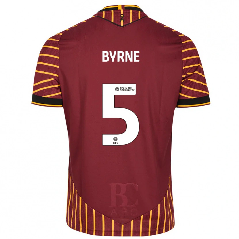 Danxen Hombre Camiseta Neill Byrne #5 Naranja Borgoña 1ª Equipación 2025/26 La Camisa México