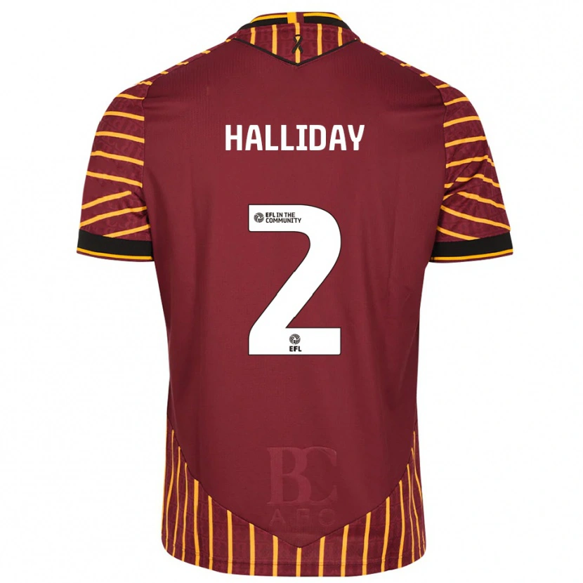 Danxen Hombre Camiseta Brad Halliday #2 Naranja Borgoña 1ª Equipación 2025/26 La Camisa México