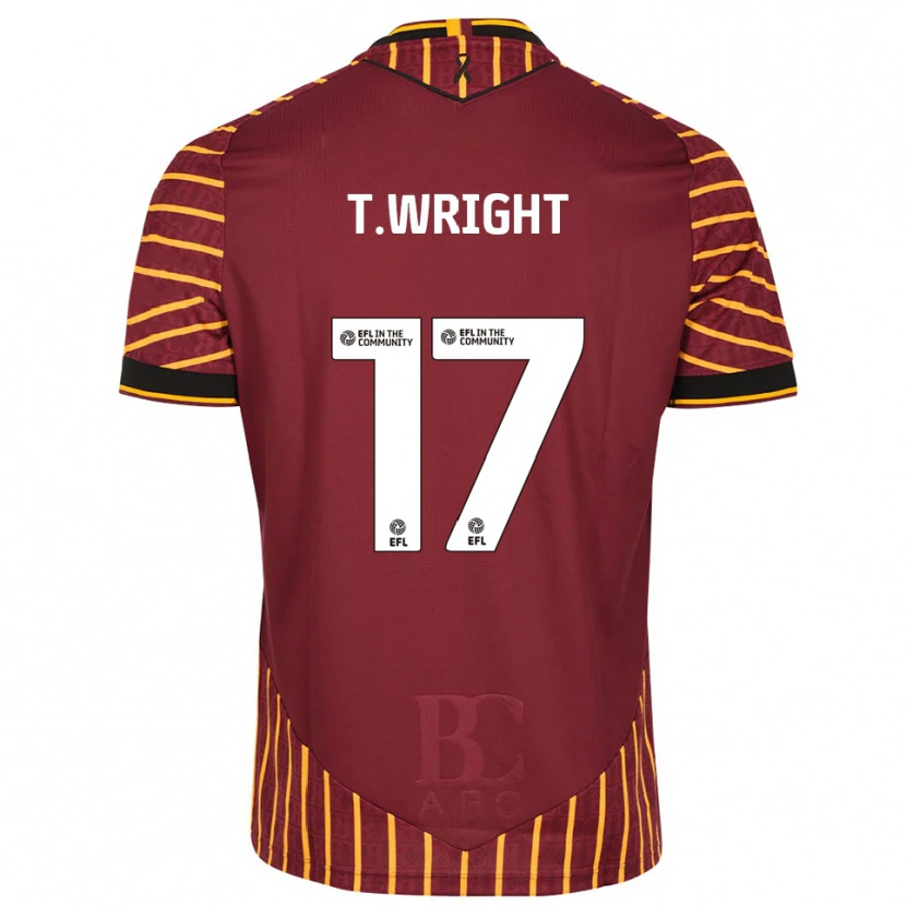 Danxen Hombre Camiseta Tyreik Wright #17 Naranja Borgoña 1ª Equipación 2025/26 La Camisa México
