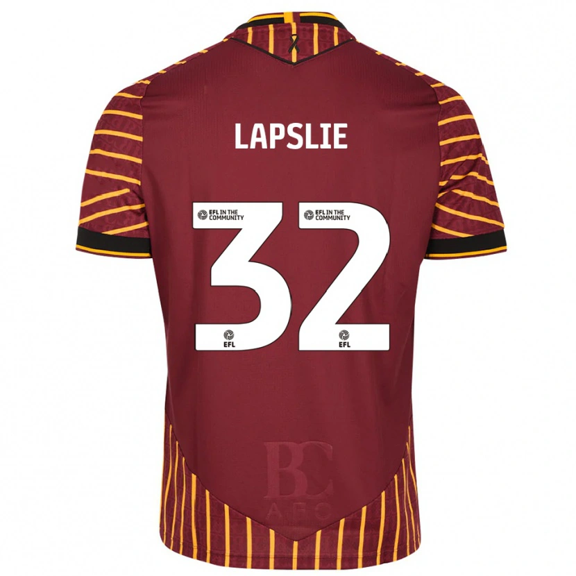 Danxen Hombre Camiseta George Lapslie #32 Naranja Borgoña 1ª Equipación 2025/26 La Camisa México