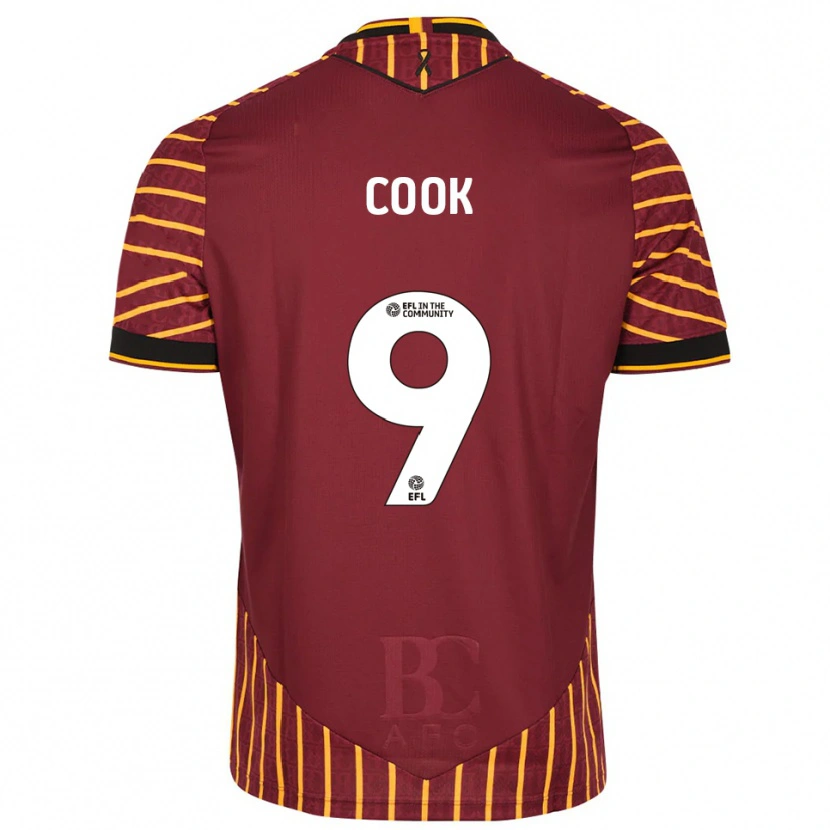 Danxen Hombre Camiseta Andy Cook #9 Naranja Borgoña 1ª Equipación 2025/26 La Camisa México