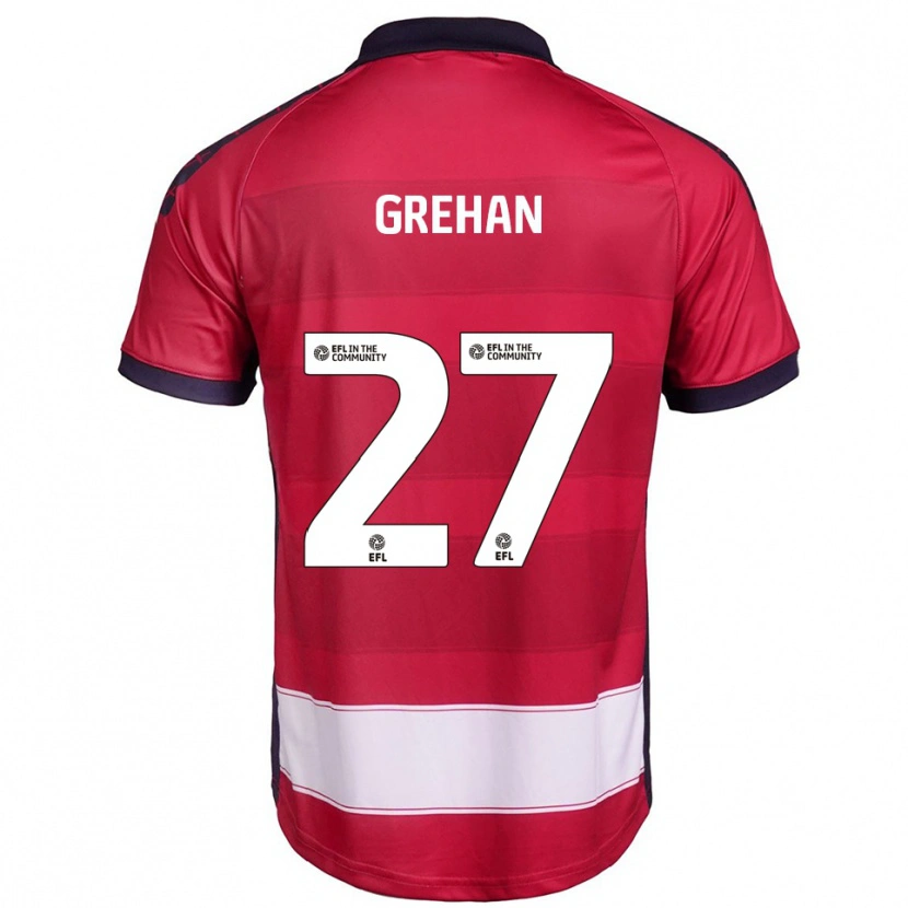 Danxen Hombre Camiseta Seán Grehan #27 Rojo Blanco 1ª Equipación 2025/26 La Camisa México