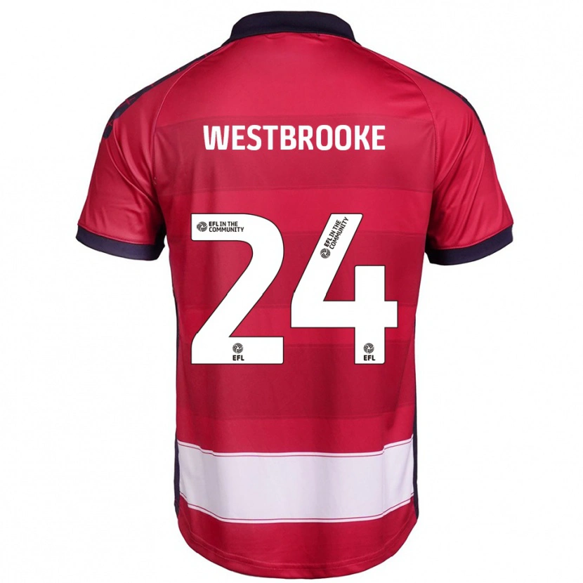Danxen Hombre Camiseta Zain Westbrooke #24 Rojo Blanco 1ª Equipación 2025/26 La Camisa México